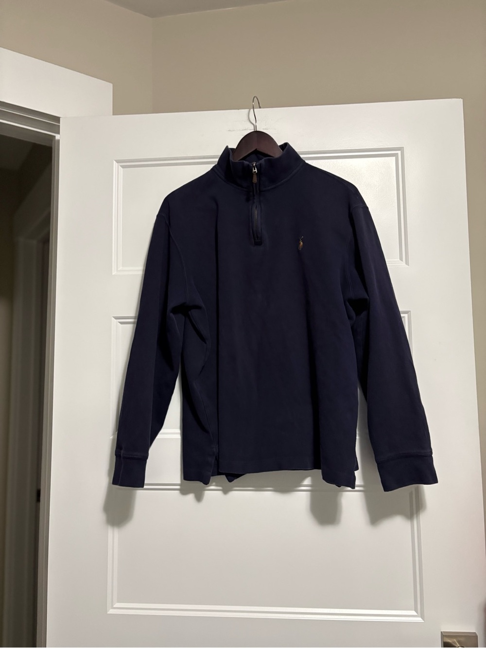 Ralph Lauren Dark Navy Quarter‑Zip Pullover with Polo Pony large